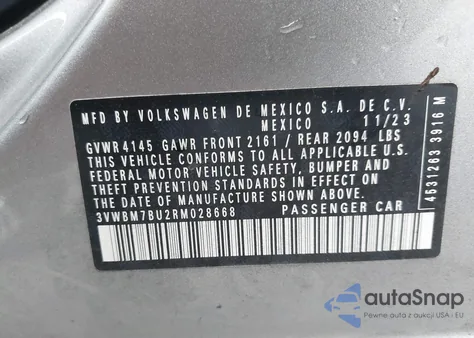 2024 Volkswagen Jetta 1.5T Sport from USA, damaged, VIN 3VWBM7BU2RM028668